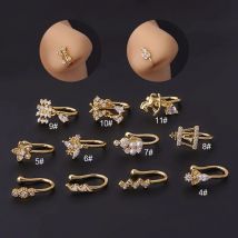 1pc New Fake Clip Septum Rock Hip Cz Non-piercing Indian Style Nose Cuff  Piercing Septum Jewelry