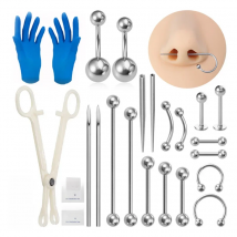 Surgical Steel Body Piercing Tool Kit Professional Needles Clamp Pliers Gloves Pull Pin Tool Lip Nose Navel Piercing Set Jewelry