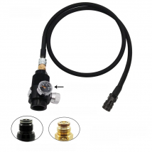 HPA SLP FLEX CO2 Regulator Valve W/100cm Low Pressure Remote Hose Coil Line to G1/2-14  .825"NGO Tank Bottle Ajust 0~200PSI