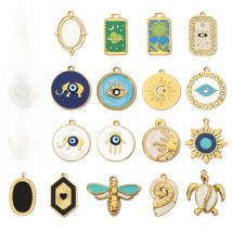 3pcs/Lot Enamel Elephant Hamsa Hand Stainless Steel DIY Charms Turtle Bee Neaclace Pendant Jewelry Accessory