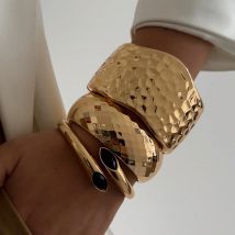 Ingemark Punk Vintage Irregular Metal Bangles for Women Fashion Statement Gold Color Spring Bracelets Couple Men Jewelry Gift