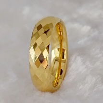 Western High Quality Shiny Mutil-Faceted Wedding Rings for Men And Women African 24K Gold Plated Tungsten Carbide Jewelry