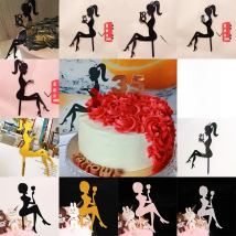 New High Heels Lady Happy Birthday Acrylic Cake Topper Wedding Girls Cake Toppers for 16 18 21 Birthday Party Cake Decorations