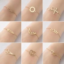 Simple Double Heart Stainless Steel Bracelet Women Men Fashion Scissors Pins Mountain Charm Bracelets Handmade Jewelry 2025