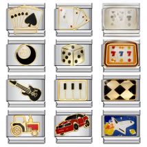 Fashion Camera Car Airplane Dice Chess Card Jewelry Italian Link Fit 9mm Stainless Steel Charm Beads Making DIY  Bracelets Gifts