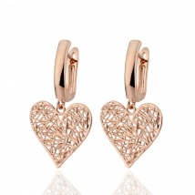 2022 New Earrings Rose Gold Color Dangle Earrings Stylish Hollow Out Heart Shaped French Hook Earring For Women Jewelry