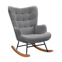 Sedia a dondolo moderna con schienale alto e braccioli, sedie comode adatte per soggiorno, camera da letto e cortili - Grigio