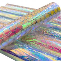 Holographic Adhesive Craft Vinyl for Cut Easy to Weed & Transfer Iridescent Film for Home Decor Logo Letters Car Glass Sheets