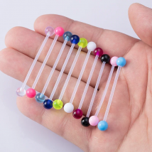 10-50pcs Acrylic Cartilage Earrings Piercing Industrial Barbell Long Ear Stud Ring Bar Tragus Helix Women Body Jewelry 14G 38mm