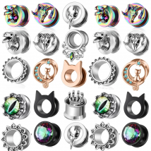 2PC 6-16mm Ear Tunnels Plugs 316L Stainless Steel Piercing Jewelry Ear Gauges Ear Stretchers Expandar Plugs and Tunnels
