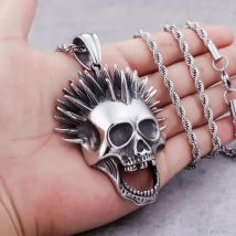 Retro hip hop skull stainless steel  men's titanium steel exaggerated ghost head punk pendant jewelry