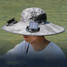 Wide Brim Solar Dual Fan Hat Outdoor Camping Fishing Hat Anti-UV Fan Hat for Men Mountain Climbing Sun Protection Fisherman Hat