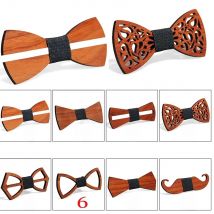 Fashion Wooden Bow Tie For Men Unisex Hollow Out Carved Retro Wooden Neck Ties Adjustable Strap Vintage Bowtie Gravata Corbatas