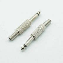 2pcs 6.35mm / 6.5mm 2Pole Mono Amplifier Plug 6.35 / 6.5 Metal Microphone jack plug-in Audio Connector for KTV
