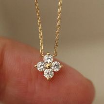 Cmon Kstar Real 925 Sterling Silver Fashion Sweet Zircon Flower Pendant Necklace Women's Wedding Party Beautiful Jewelry