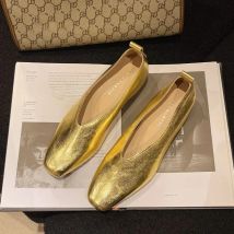 Fashion Women's Loafers Genuine Leather Luxury Shoes Grade Silver Heels Gold Pumps Square Toe Elegant Mary Janes Shoes for Women