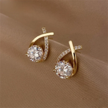 SKEDS Fashion Cross Stud Earrings For Women Girls Korean Style Elegant Crystal Jewelry Ear Rings Fishtail Lady Earrings Gift