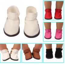 7cm Personalized 5 Styles Leather Hook & Loop Shoes For 43cm New Born Dolls Doll Shoes FIt 18 Inches American 1/3 BJD Doll Toy