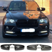 2pcs Side Wing Rearview modified car styling Bright black Carbon Fiber Pattern Mirror Cover caps For BMW X5 E70 X6 E71 2008-2013