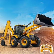 DOUBLE E  E589 RC Backhoe Loader 1:20 Excavator Remote Control Car Engineering Vehicle Truck Model Bulldozer Trailer Toy for Boy