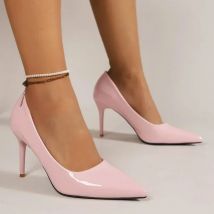 Sexy Thin Heels Pumps for Women Pink Patent Leather Pointed Toe Party Shoes Woman 2025 Spring Slip-On Stiletto High Heel Shoes