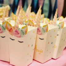 Unicorn Party Supplies Paper Popcorn Box Cookie Gift Box Bag Kids Unicorn Theme Birthday Party Decoration Baby Shower Supplies