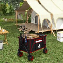 Carrello pieghevole per trasporto a mano con freni per tutti i terreni, spiaggia, campeggio, picnic, giardino, shopping all'aperto