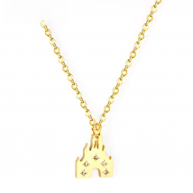 LUXUSTEEL Golden Color Castle Cubic Zirconia Pendant Necklace Women Trendy Stainless Steel Chain Necklace Collars Wedding Party