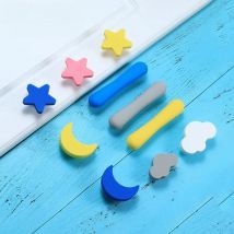 NAIERDI Moon Star Cartoon Furniture Handles Children Room Knobs Handles PVC Cloud Door Knob Kids Drawer Cabinet Pulls for kids