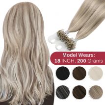 Moresoo-extensiones de cabello humano con Micro anillas, pelo de fusión en frío, 50G, Invisible, brasileño, prepegado, Remy Extensiones de cabello Micro Link Cabello humano Micro Loop Cabello Fusión