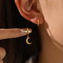 SUNIBI Stainless Steel Drop Earrings for Women Girl Star Moon Pendant Earrings Fashion Party Gifits Wedding Jewelry Wholesale