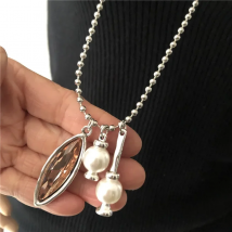 Anslow Top Quality Design Jewelry Vintage Long Sweater Chain Imitation Pearl Large Pendant Necklace Clothing Accessory LOW0008AN