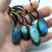 Natural Labradorite Necklace Blue Light Pendant Irregular Shape Necklace Yoga Necklace Men Women Energy Necklace