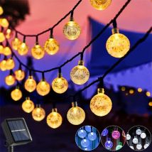 Updated Solar String Lights Outdoor Waterproof 60LED 8 Modes Crystal Globe Christmas Lights for Garden Lawn Porch Decor Camping