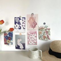 Korean Ins Abstract Art Postcard Cute Cure Decorative Card DIY Creative Home Decor Background Wall Sticker Photo Props 6 Sheets