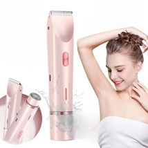 2 in 1 Women Dual-Head Painless Electric Razors Bikini Trimmer Wet Dry Use for Ladies Pubic Hair Detachable Head Electric Shaver