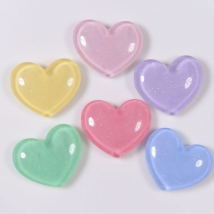 10 Pcs 10 Pcs New Shining Pink Heart Flat Back Resin Cabochon Scrapbooking DIY Jewelry Hairpin Craft Decoration Accessories A60