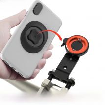 Out-Front Bike Phone Mount, Universal Aluminum Bicycle Cellphone Holder with Adapter, MTB Handlebar Clip Clamp for All Phone