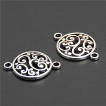 50pcs  Silver Color Filigree Flower Round Connector Pendant Fit Bracelet Necklace Jewelry Finding A2617