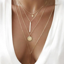 New Fashion Multi-layer Necklace For Women Golden Color Star Geometric Neck Jewelry Wholesale Dropshipping Necklace