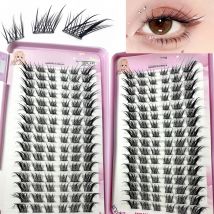 32Rows Fox Eye Manga False Eyelashes Large Capacity Tapered Thick Segmented Individual Cluster Lash Extensions Enlarge Eyes
