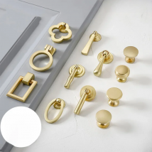 Gold Cabinet Pulls Solid Zinc Alloy Kitchen Cupboard Single hole for bedside table Handle Drawer Knobs Furniture Handle Hardware