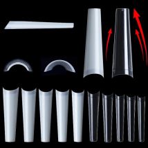 500 Pcs XXL Long C Curve Artificial False Nails Acrylic Ballerina Transparent Natural Tips Guide Capsule Max French Nails Tips