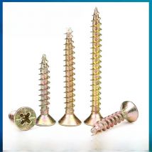 Cross Flat Head Wood Screws M3.5 M4 M5 Construction Screws Yellow Zinc Plated Self Tapping Wood Screws For Cabinet Fiberboard