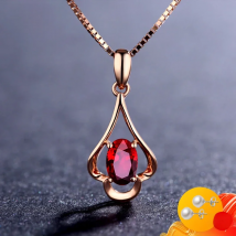 Retro Necklace Silver 925 Jewelry Oval Shaped Ruby Gemstone Pendant Accessories for Women Wedding Engagement Promise Party Gift