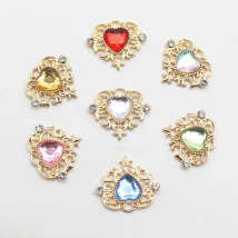 10Pcs NEW 21*25mm Heart Flat Alloy Rhinestone Buttons For Clothing Decoration Diy Crafts Headband Wedding Decoration