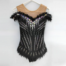 LIUHUO Rhythmic Gymnastics Leotard Customize Adult Women Girl Costume Performance Competition Dance Dress Aerobics Black BD1647