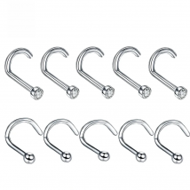 10Pcs/lot G23 Titanium Nose Stud Set Nose Piercing 18G 20G Screw Nose Ring Nostril Piercing Nariz Stud Earrings Body Jewelry