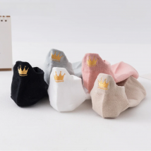 Chic New Women's Embroidery Crown Lovely Harajuku Breathable Reticulated Hollow Out Soft Cotton Mesh Ankle Socks