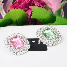 New Arrival Acrylic Rhinestone Embellishment Used On Invitation Or Shoe Decoration Flat Back 32MM*26MM 5PCS/Lot Silver Color